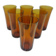 Set of six amber glass tumblers, Duralex, France, 1980s.