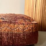 Vintage Berber pouf in handwoven wool