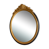 Oval mirror black and gold wood 65x50cm