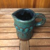 Old Vintage Brown & Green Ceramic Pitcher