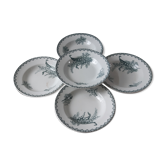 Set of 5 hollow plates Saint-Amand Terre de Fer, model Muguet, XIXth
