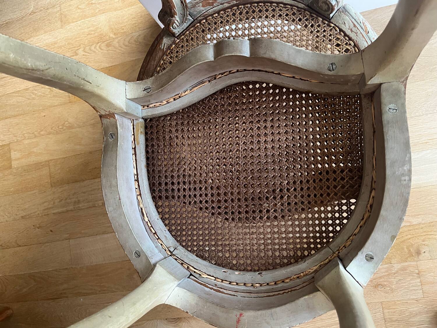 2 caned chairs in Louis XV Regency style