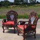 Lot de 2 chaises asiatiques chinoises vintage en palissandre sculpté avec marbre