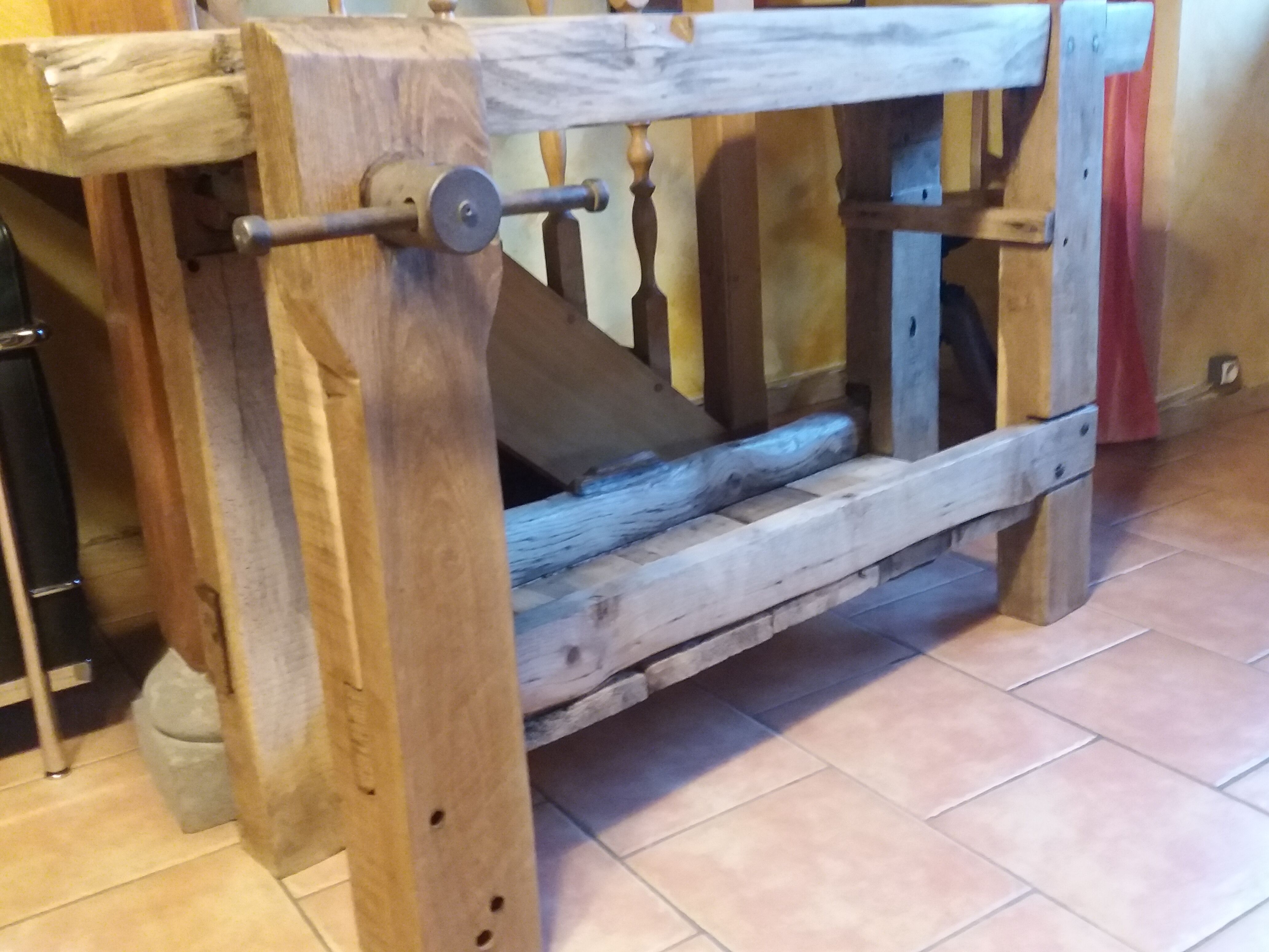 Antique Burgundian workbench in light oak