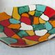 Ceramic dish - vintage - Harlequin colors