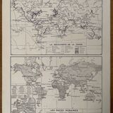 1928 Map of the Earth Planisphere Lithograph
