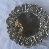 Hammered metal fruit cup vintage floral pattern