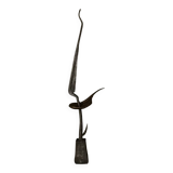 Signed hammered metal and copper sculpture