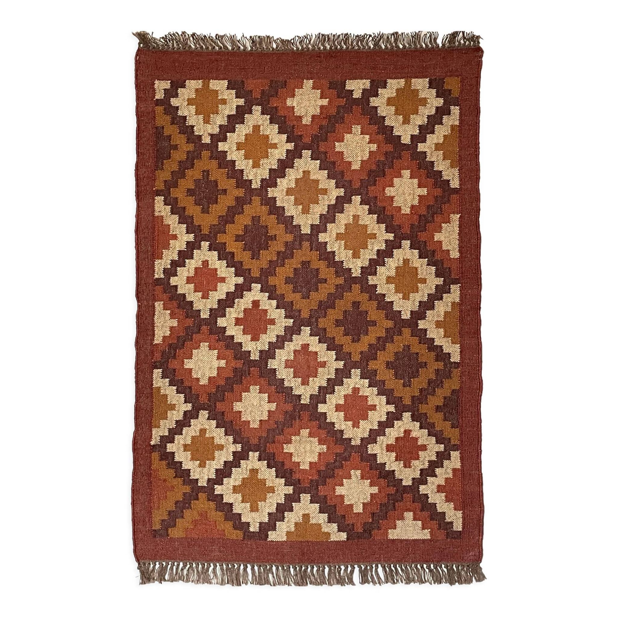 3 x 5, Handmade Jute-Wool Kilim Rug, Kilim Carpet, 90x150Cm