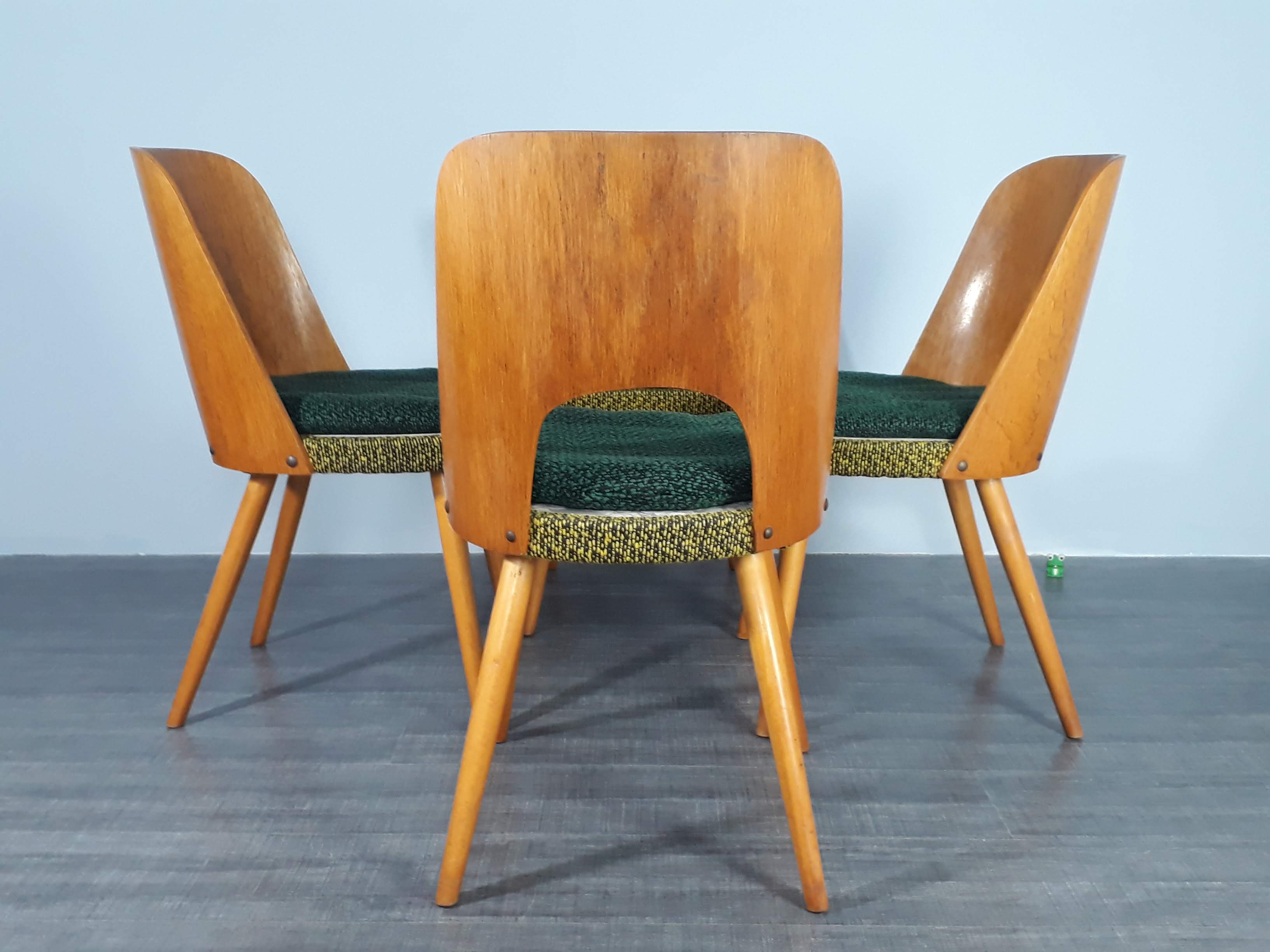 Set 4 chairs in beech Jirak Mid-Century Czechoslovakia 1960 s