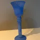 Frosted blue glass tulip vase on a stand. 90s.