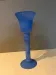 Frosted blue glass tulip vase on a stand. 90s.