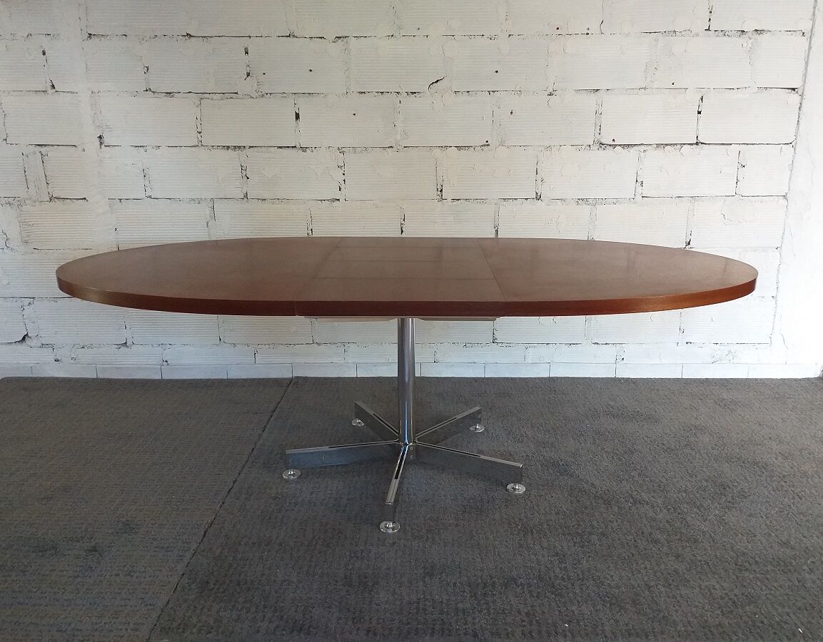 Georges Frydman's 60s vintage teak design oval dining table