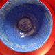 Large blue glazed stoneware bowl.