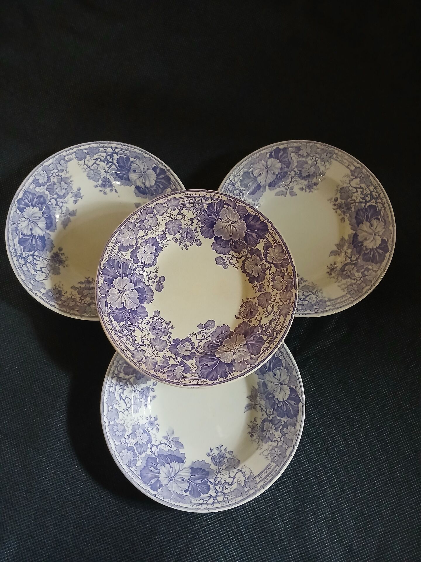 4 antique deep plates in ironstone