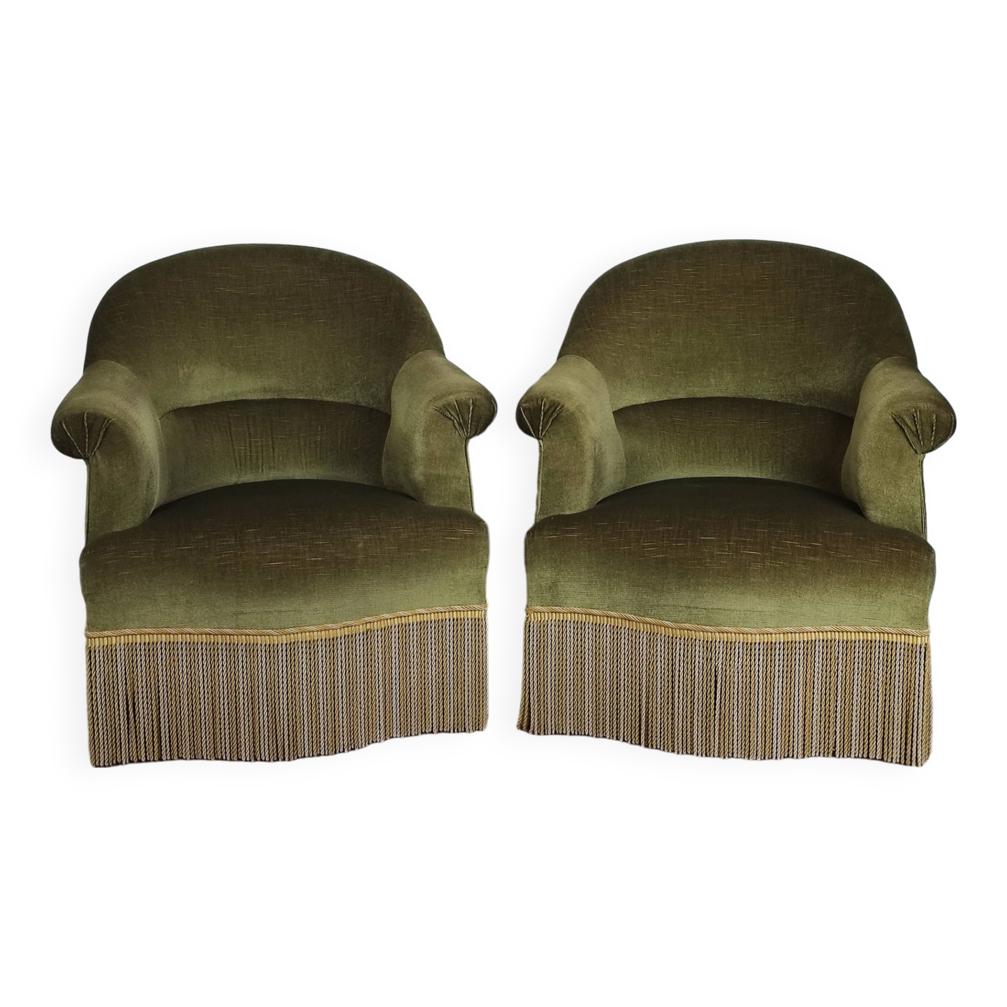 Pair of velvet toad armchairs