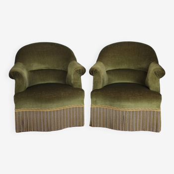 Paire de fauteuils crapaud en velours