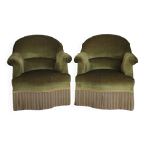 Pair of velvet toad armchairs