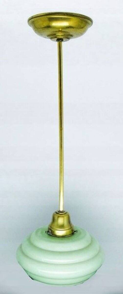 Mid-century glass and brass pendant lamp, 1950s