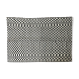 Romanian floral rug handwoven in wool, white and black background