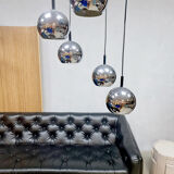Vintage chrome cascade pendant '70's silver globes'