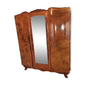 Armoire 3 portes décor ronce de noyer