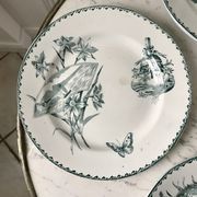 set of 4 flat plates Terre de Fer Saint-Amand model "Cartels" XIXth