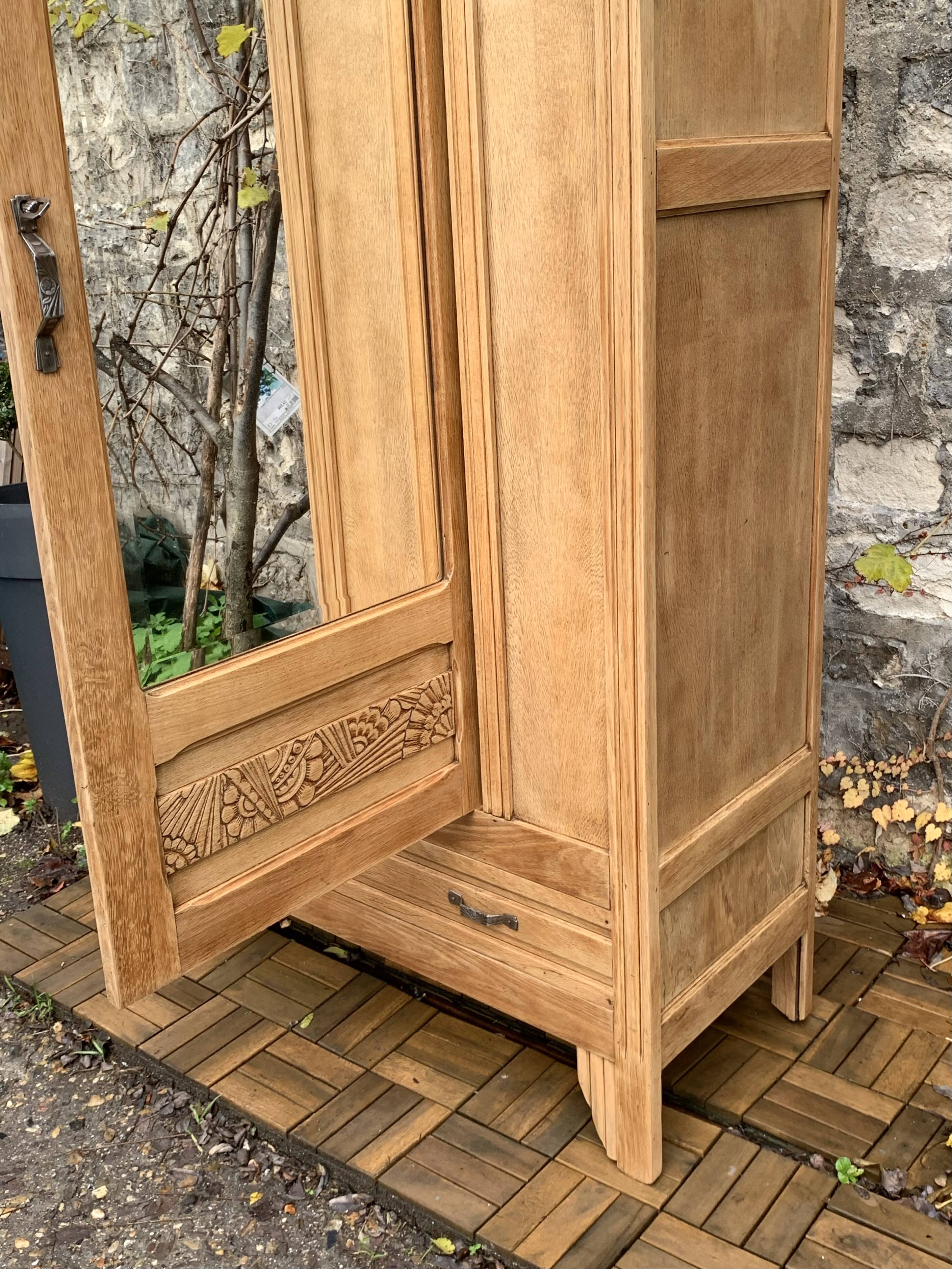 Parisian art deco cabinet in raw wood 1930
