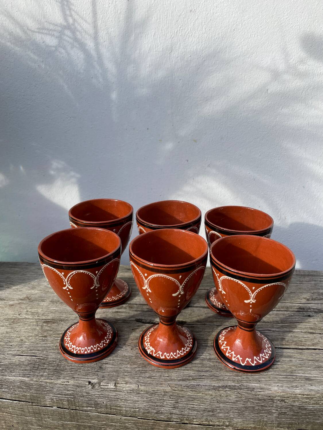 6 earthenware stemmed glasses / handcrafted ceramic work