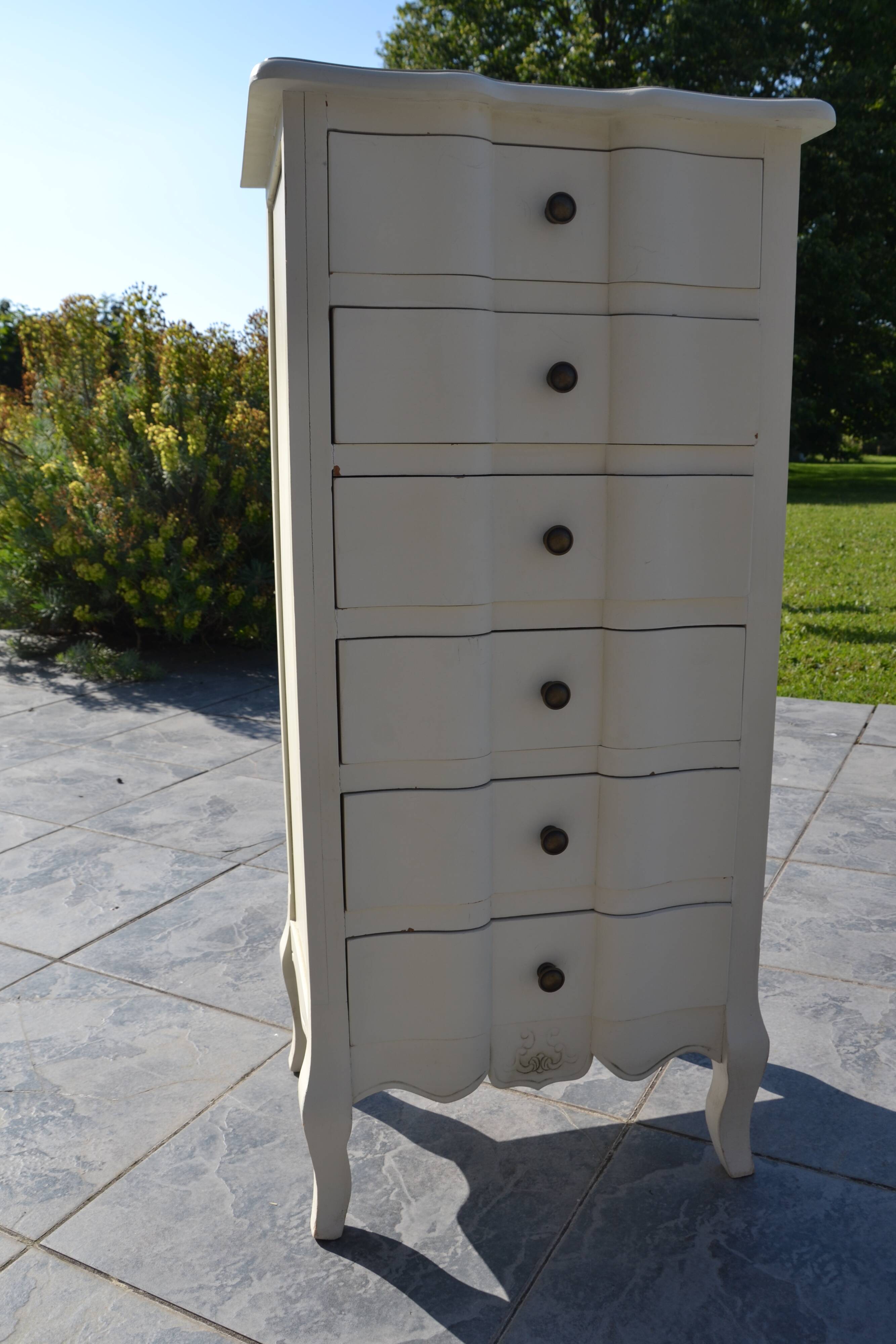 High weekly cabinet with 6 drawers in painted wood