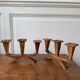 Pair of carved wooden candlesticks - 3 branches