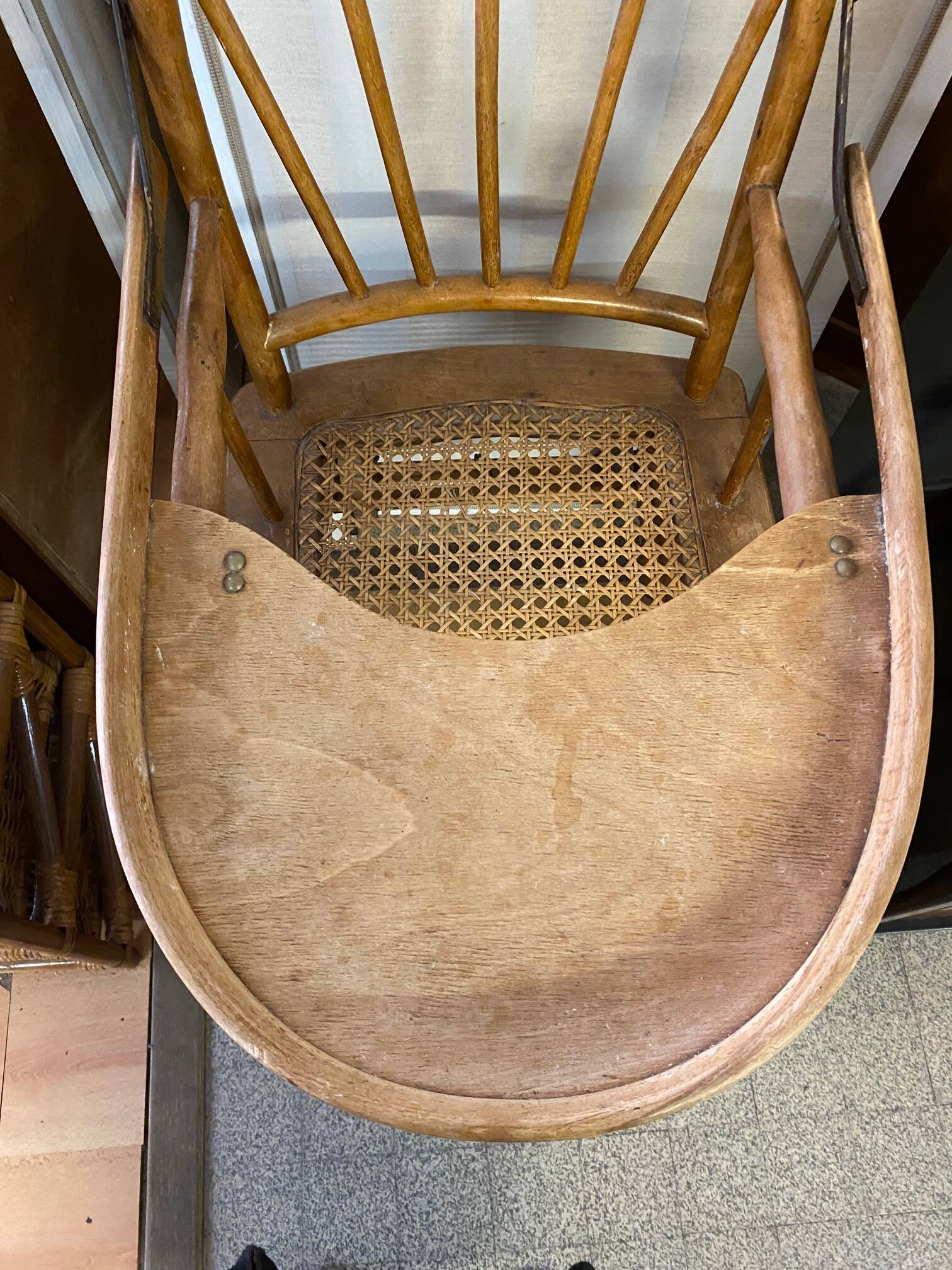 Baby high chair early 20th century thonet style curved wood and cane et you