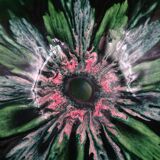 Green faience bowl decorated with multicolored drips around 1970