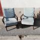 Pair of armchairs year 50 blue fabric