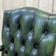English chesterfield office armchair in green leather from the 1980s