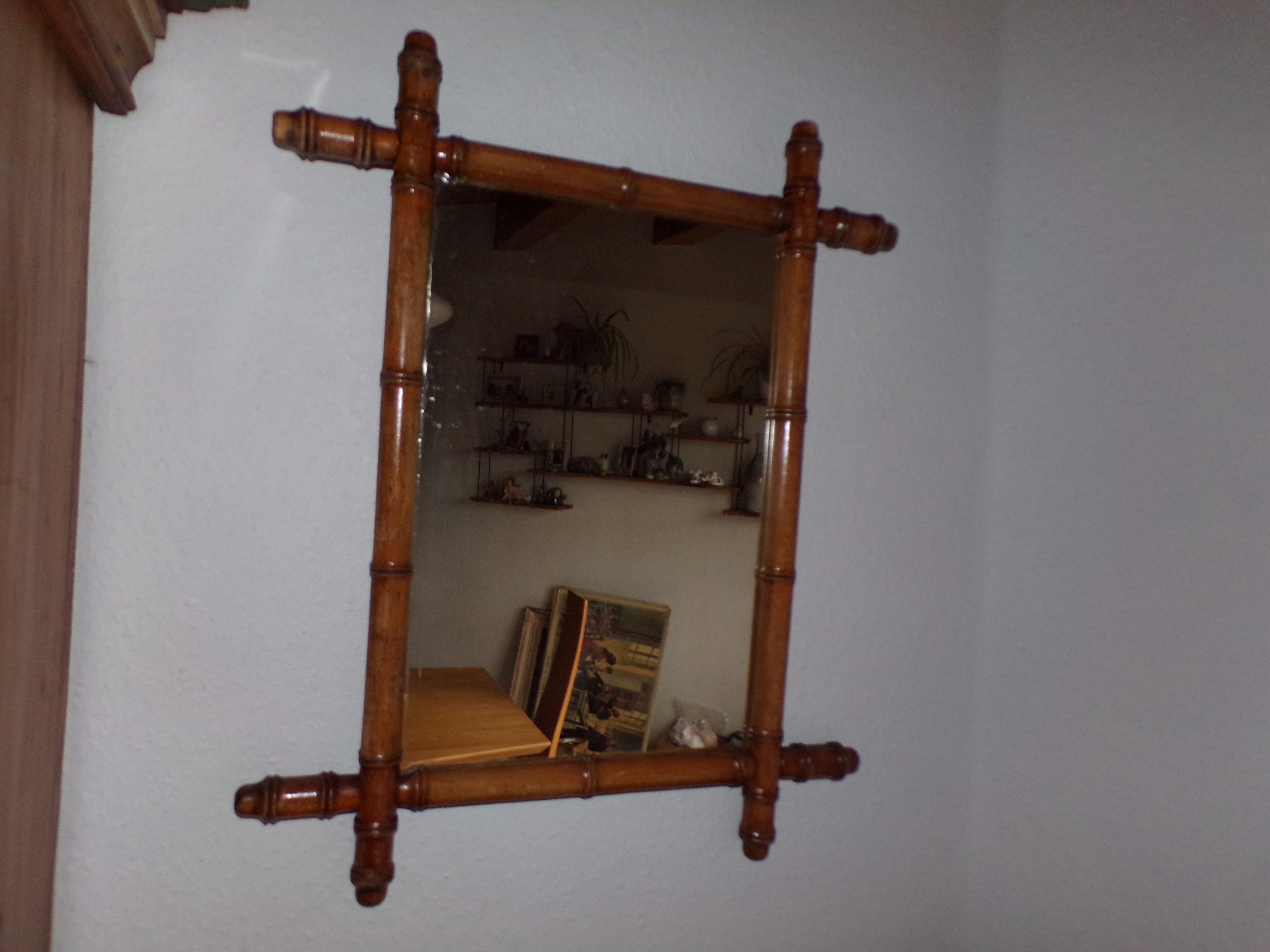 Old turned wooden mirror