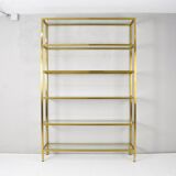 Hollywood Recency Brass and Crystal Shelving, France 70s