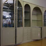 Showcases in lacquered wood, glass and brass  1970s, set of 4