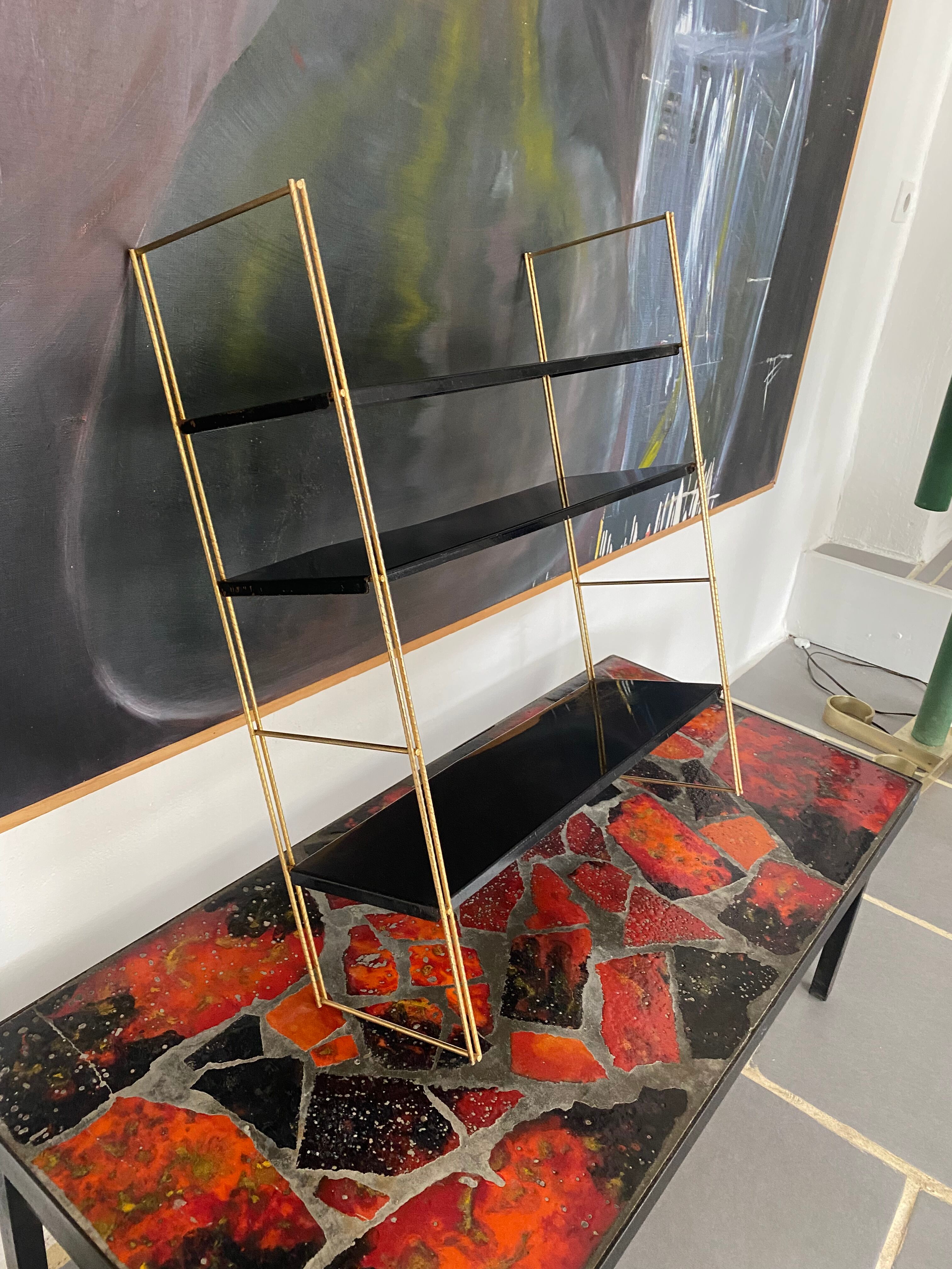 Vintage metal string shelves