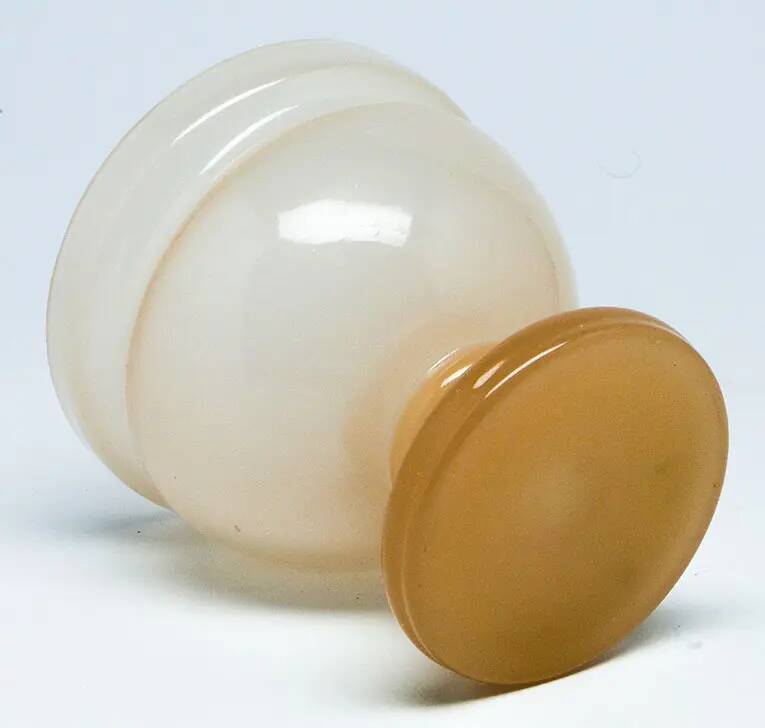 Vase, mid-century modern, beige glass, Poland, 1970s