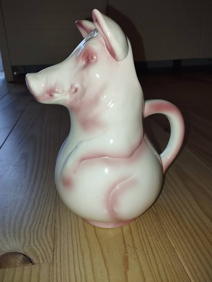 Large pig jug in earthenware – Saint-Clément France, exceptional condition