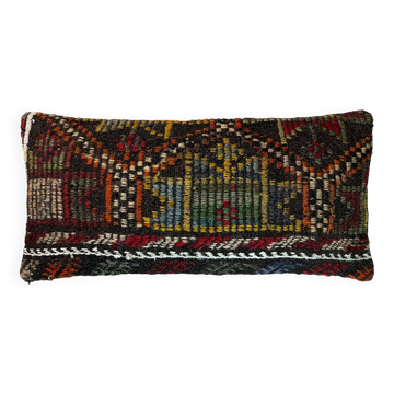 Vintage turkish kilim cushion cover , 30 x 60 cm