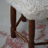 Modern Danish, a hexagonal oak stool, seat reupholstered in lambswool, 1950s.