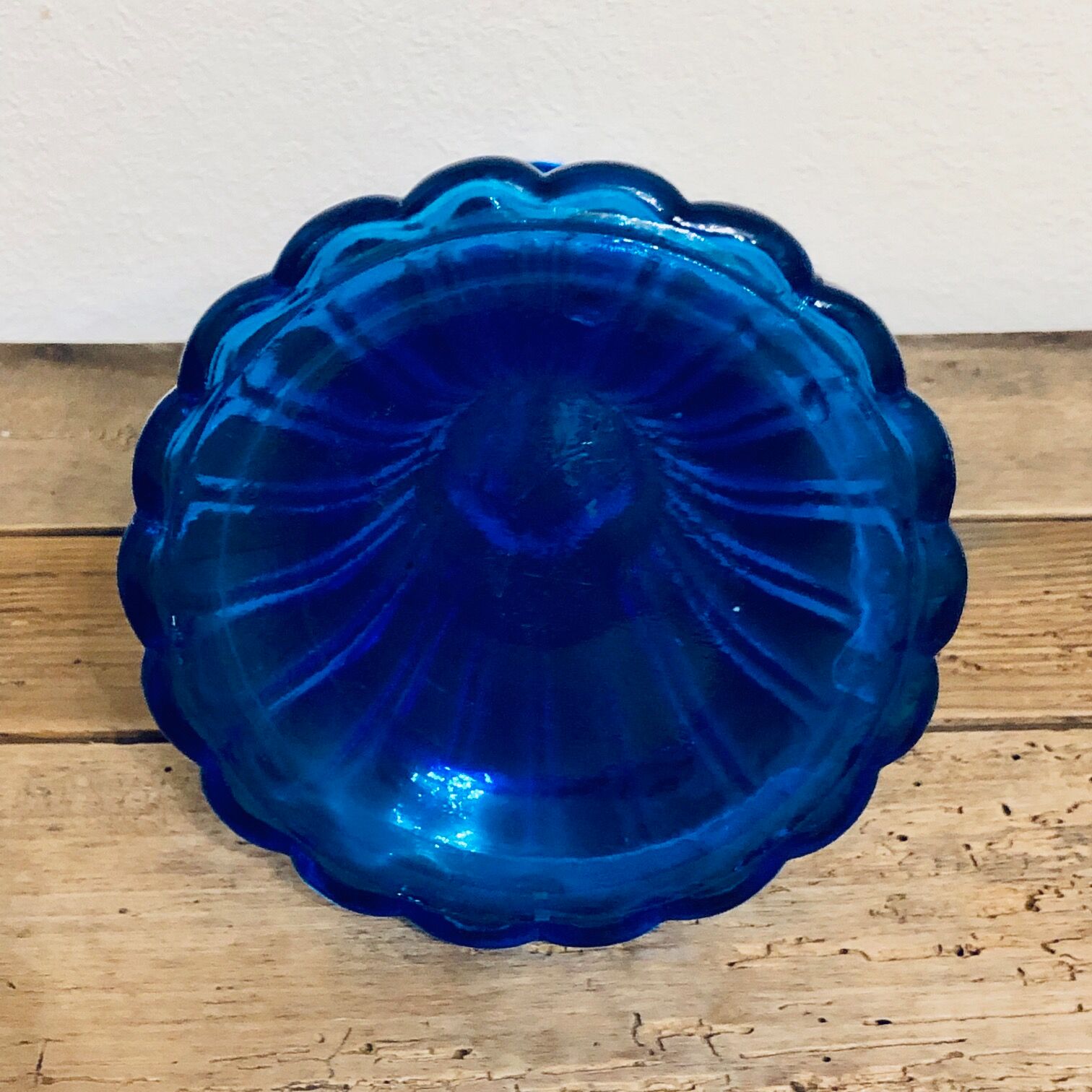 Blue glass candlestick