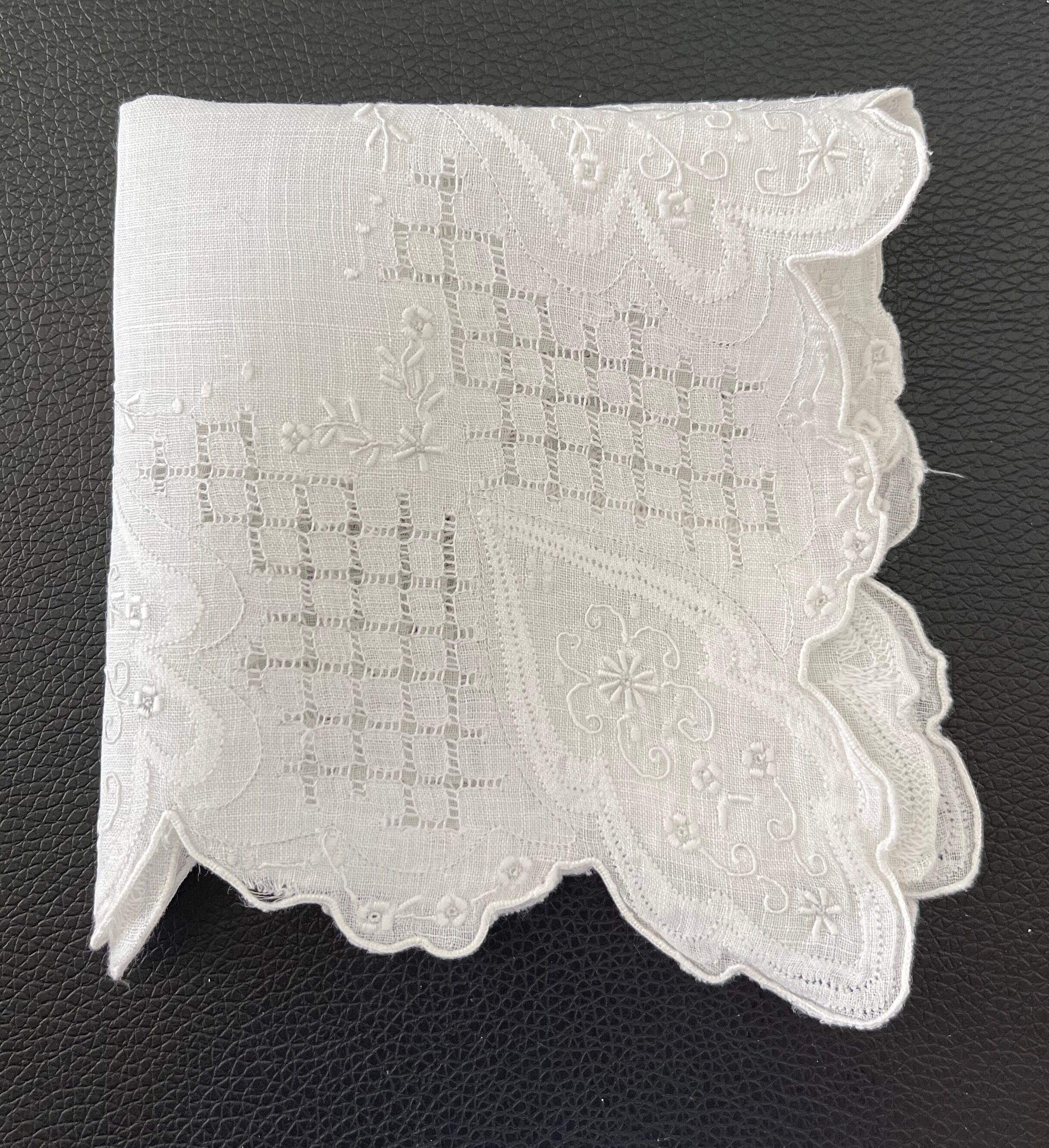 Set of 6 antique embroidered handkerchiefs