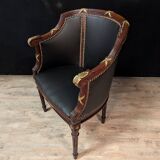 Louis XVI style office chair in mahogany and gilded bronze