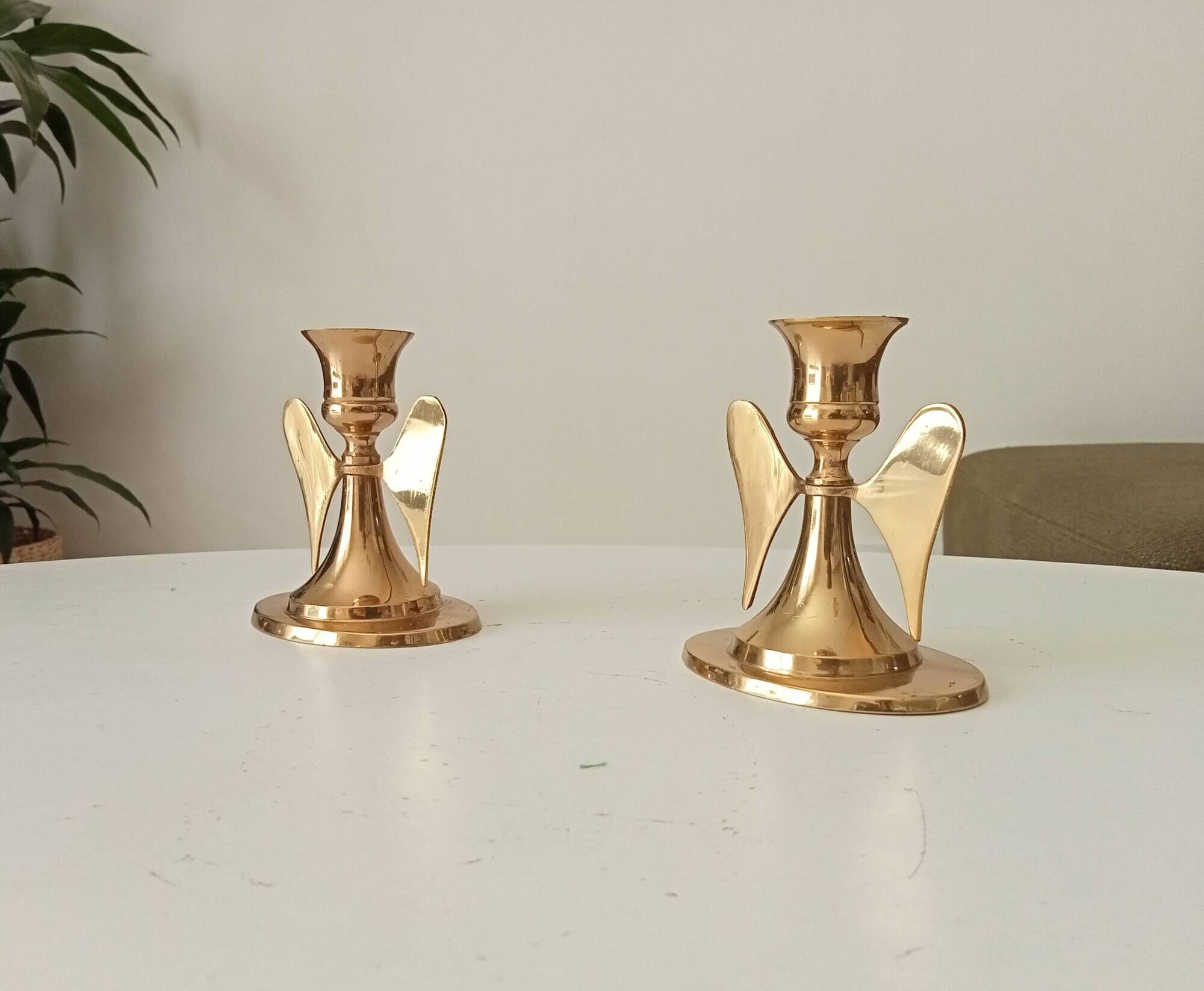 Pair of vintage winged candlesticks from the 60s/70s