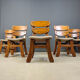 Vintage brutalist dining chairs, set of 5 - 1960s