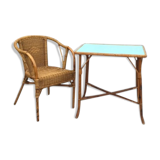 Rattan table and chair