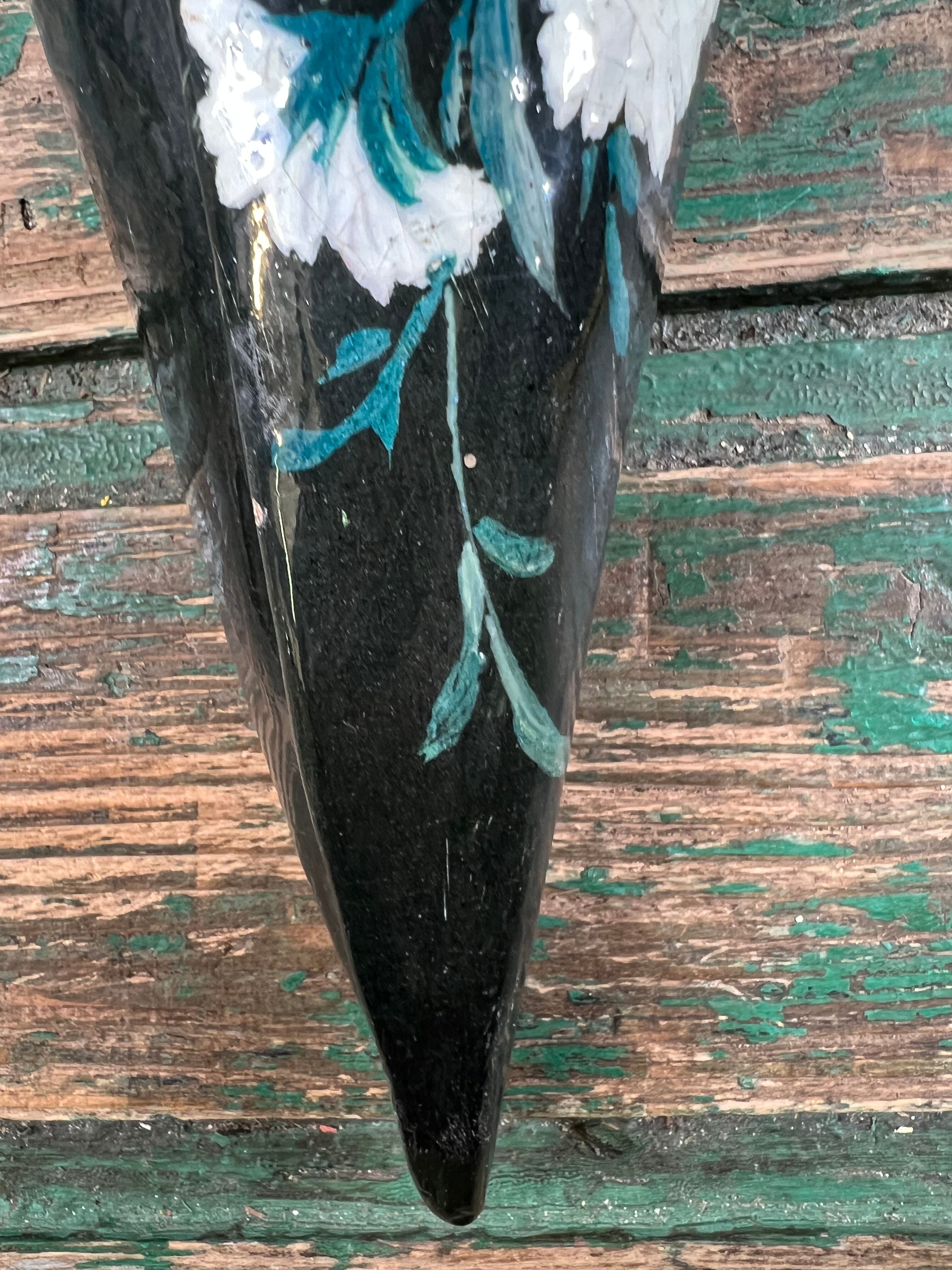 Bouquetière wall vase ceramic cone painted with flowers